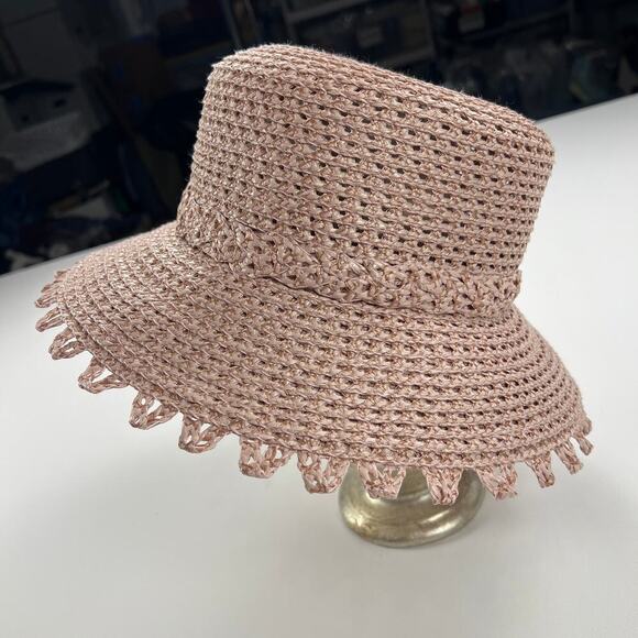 Eric Javits New York Mita Squishee Dusty Pink Woven Bucket Hat Packable UPF 50+ - Picture 10 of 12